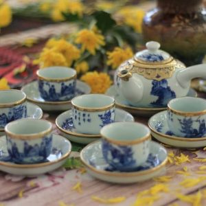 Bộ trà quai chuôi bọc đồng