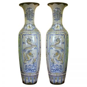 Lục bình tứ linh men rạn bọc đồng 1M8